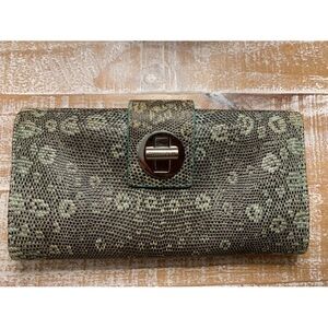 Tiffany & Co. Vintage TurnLock Genuine Lizard Leather Continental Wallet